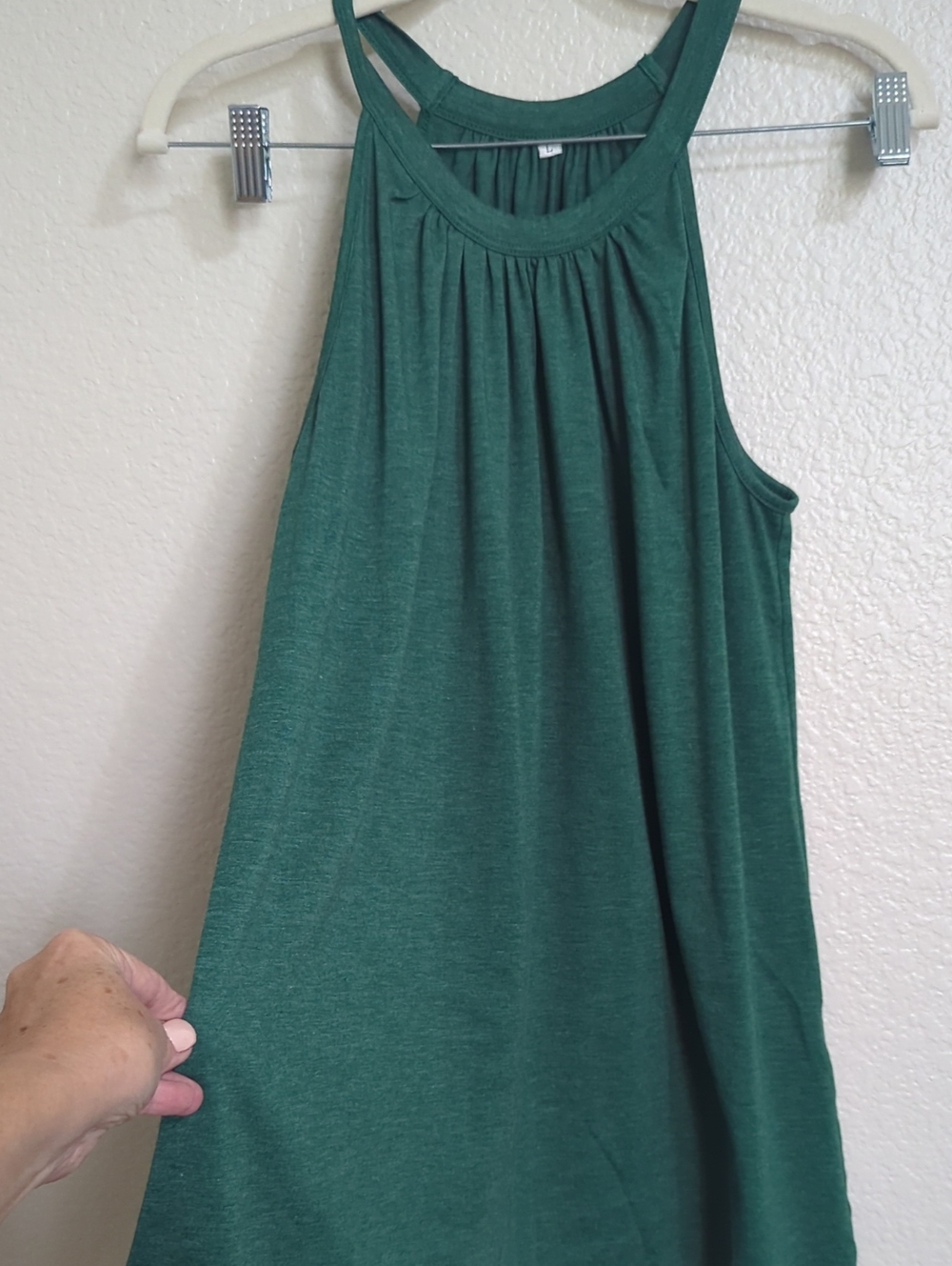 Sleeveless Green Halter Neck Tank Top